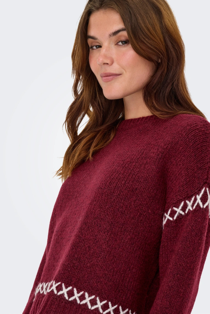 Amanda Wine Detailed Knit