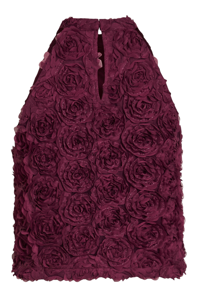 Sophia Wine Floral Halter Neck Top