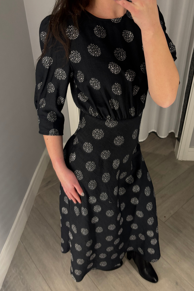 Cas Black and White Midi Dress