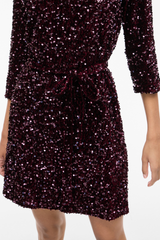Faith Wine Sequins Short Dress