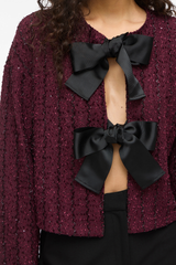 Otta Wine Bow Cardigan