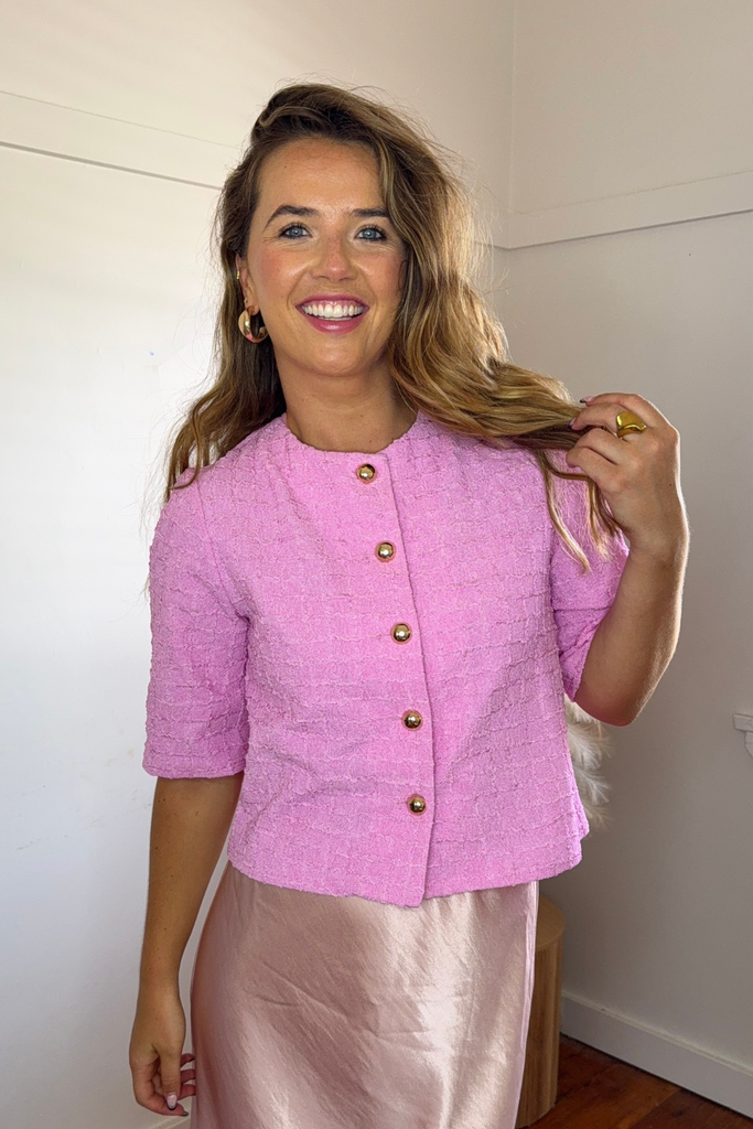 Rosie Pink Button Cardigan