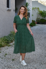 Clara Green Polka Dot Midi Dress