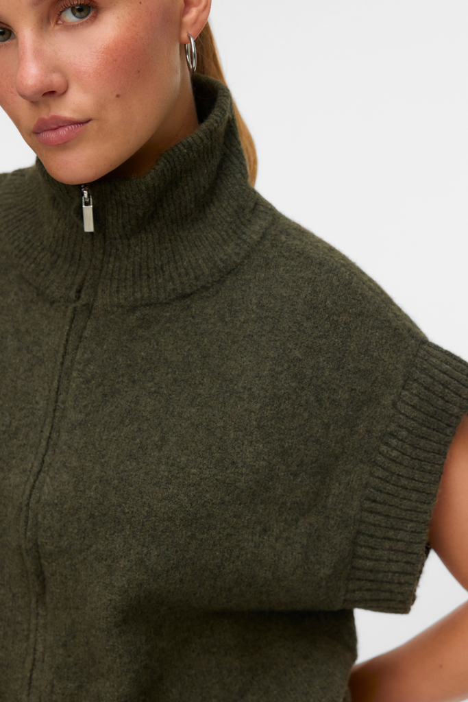 Bang Green Zipper Vest Knit