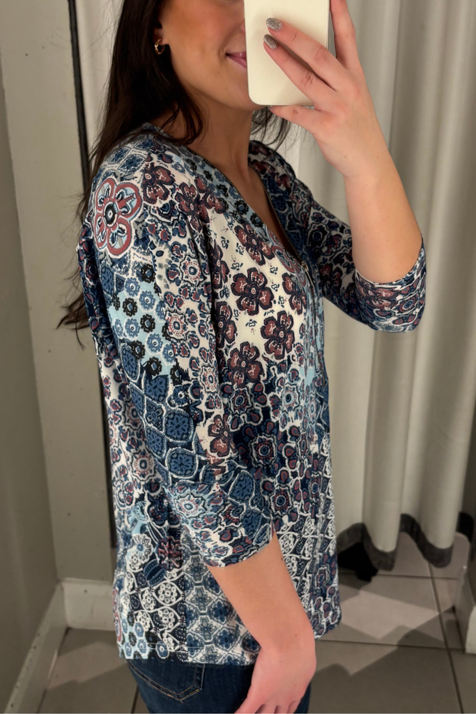 Chelsea Blue Patchwork Top