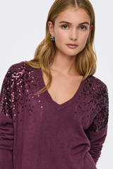 Starry Wine Sequins Knit