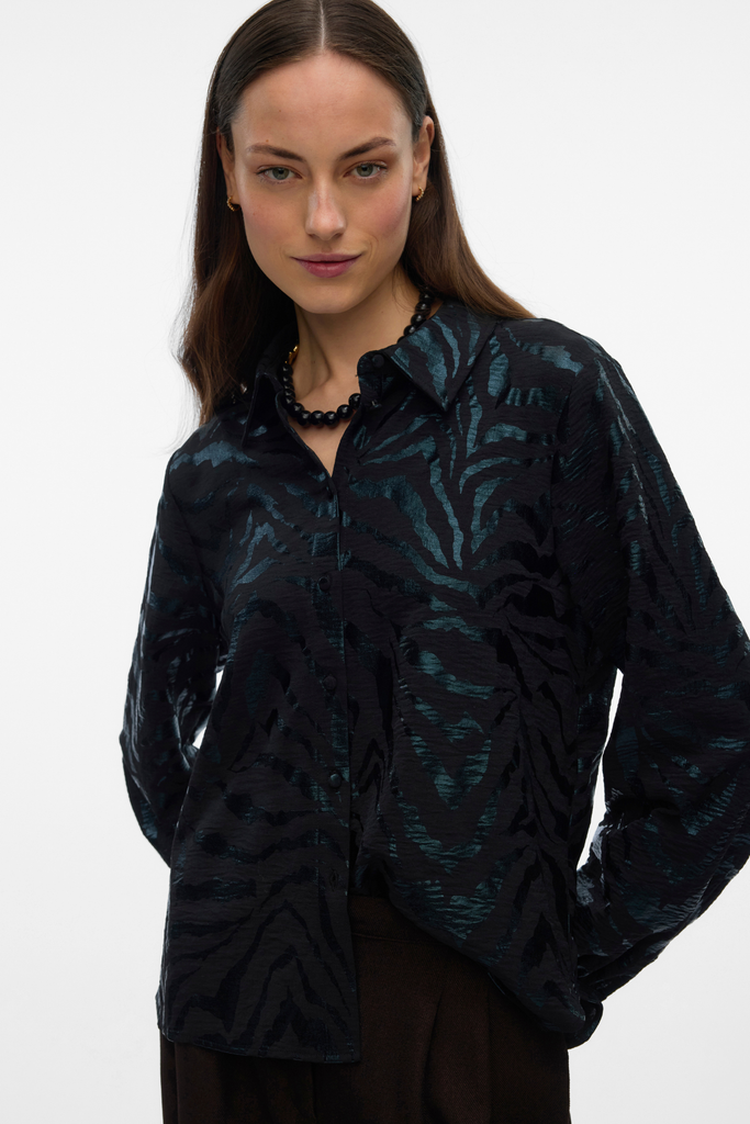 Carla Zebra Foil Black Shirt