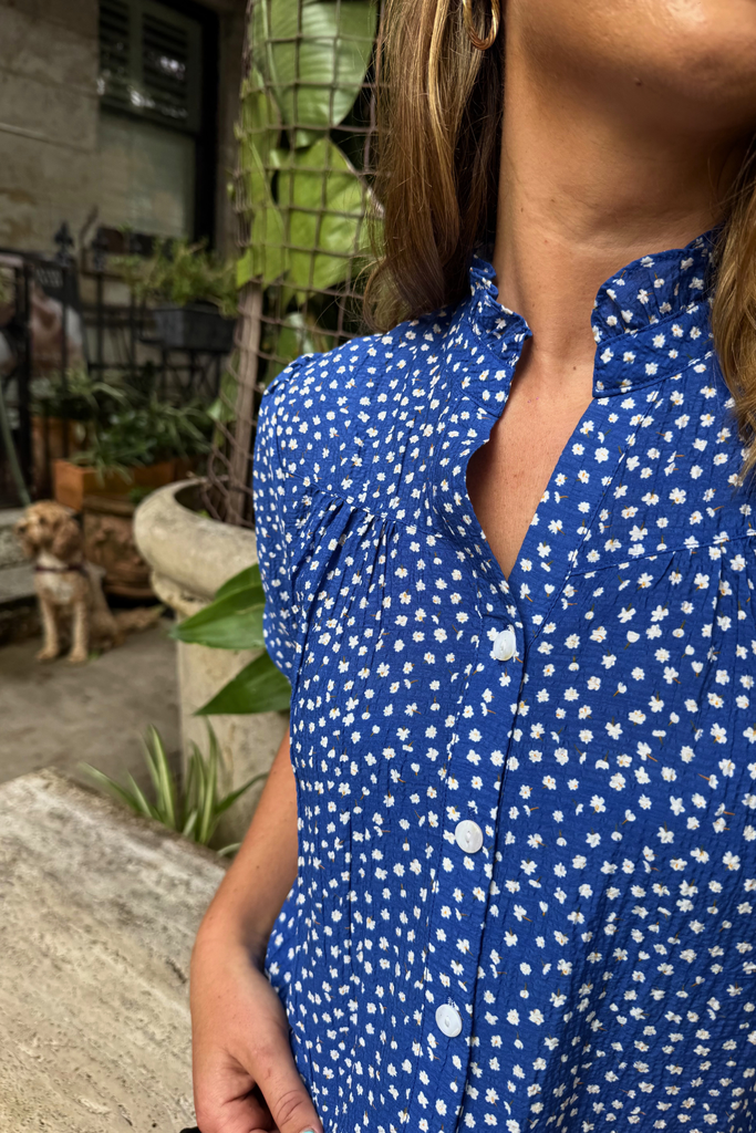 Maud Blue Floral Printed Top