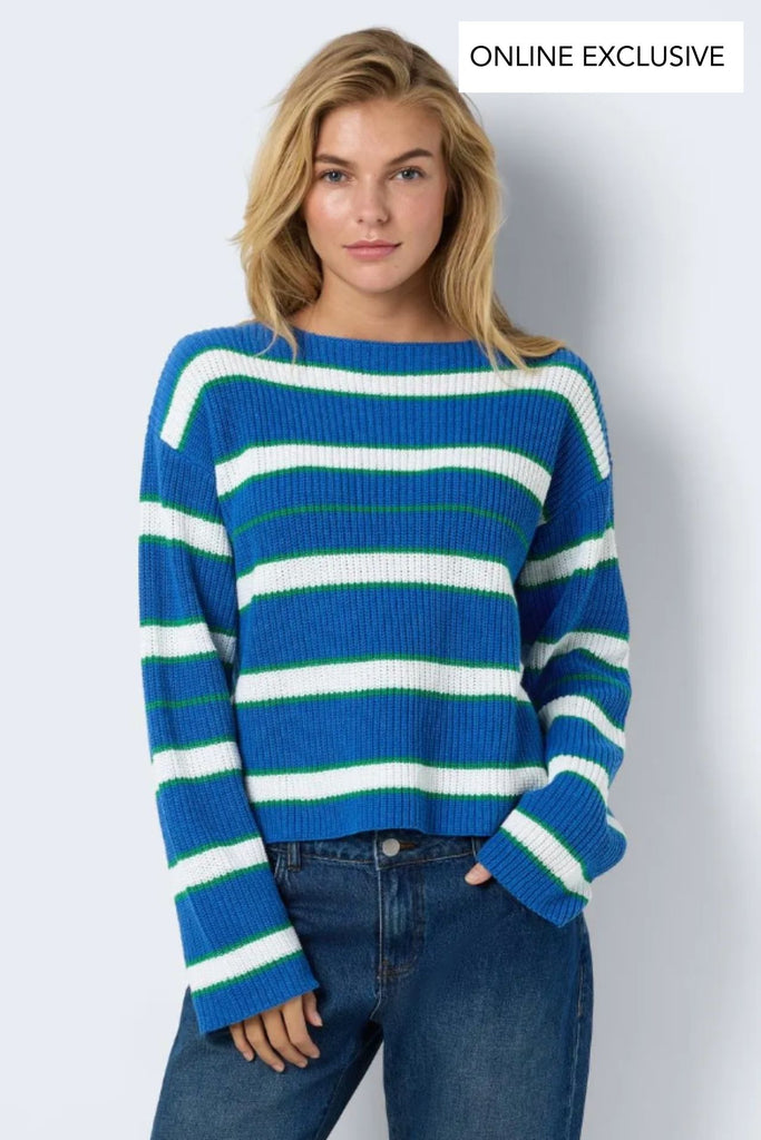 Serena Boatknit Striped Knit In Blue