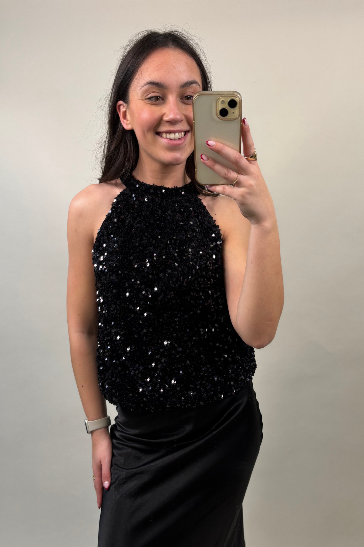 Ziggy Black Sequins Top