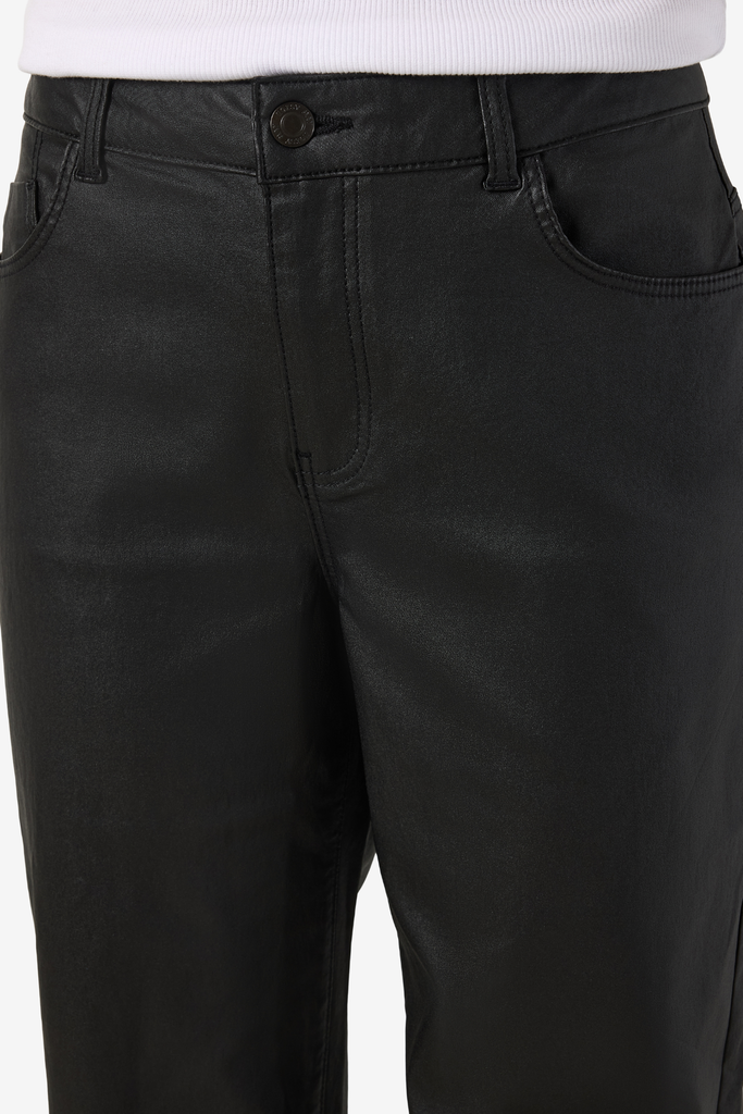 Yolanda Black Straight Leg Coated Jeans