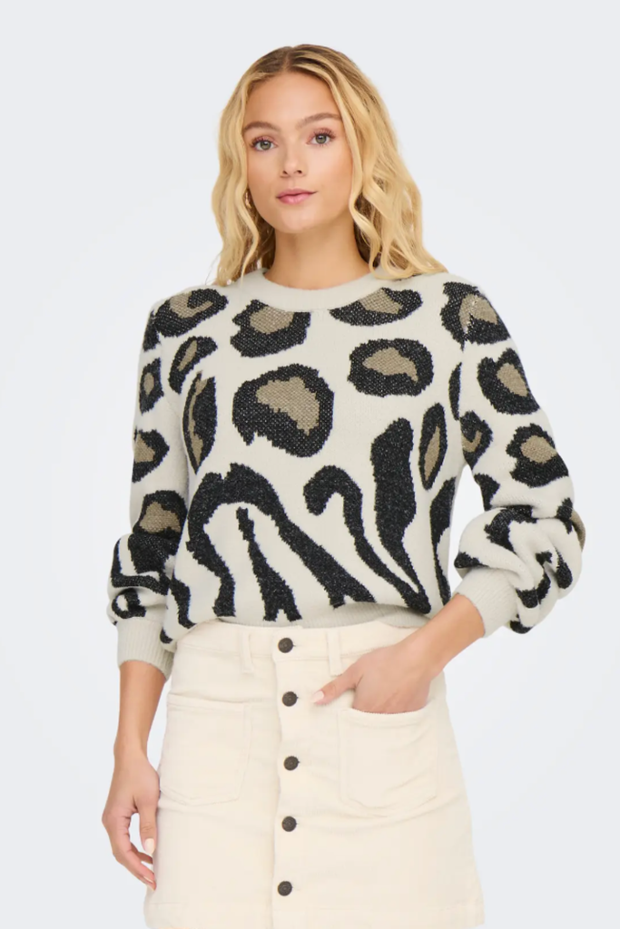 Lorraine Beige Animal Print Knit