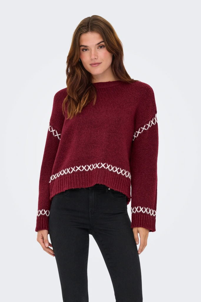 Amanda Wine Detailed Knit