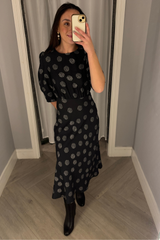 Cas Black and White Midi Dress