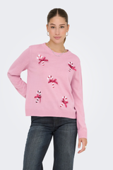Xmas Shine Pink Candy Cane Knit