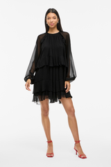 Hela Black Ruffle Short Dress