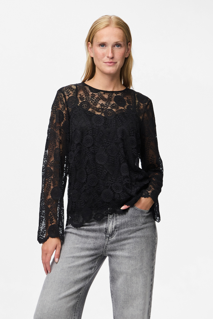 Colline Black Lace Long Sleeve Top