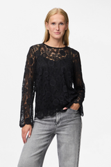 Colline Black Lace Long Sleeve Top