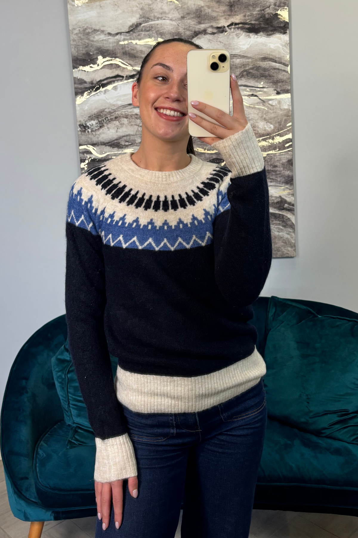 Simone Navy Printed Knit