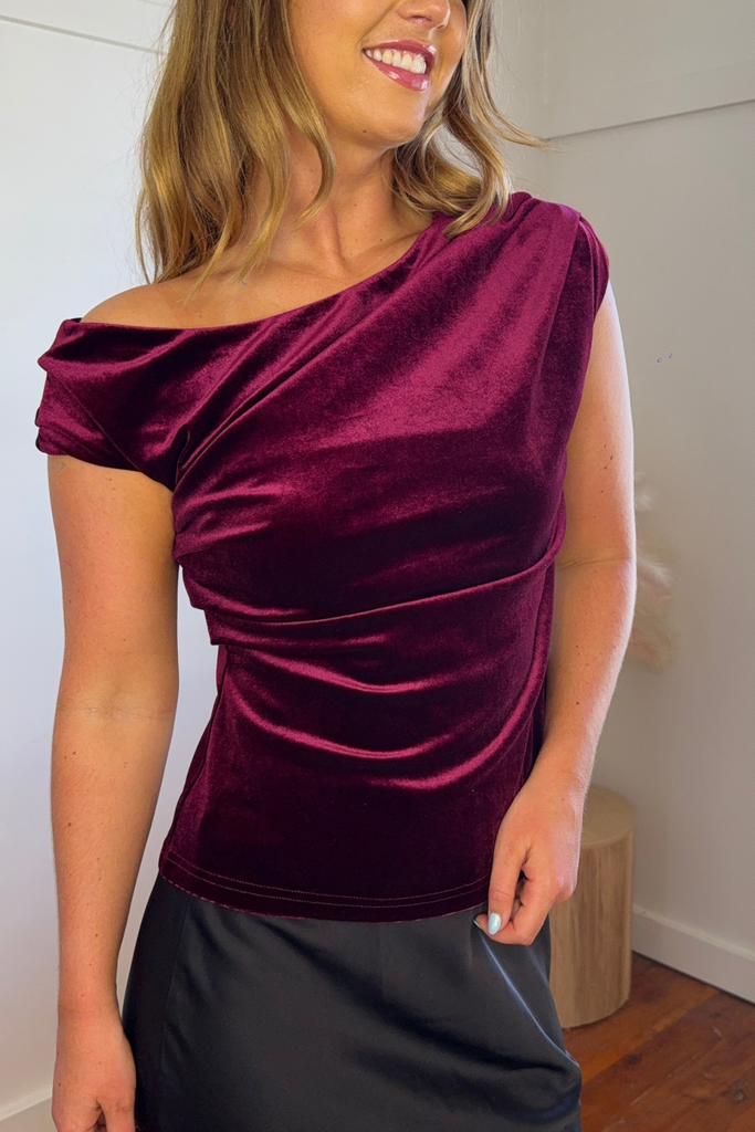 Dawn Burgundy Ruched Top