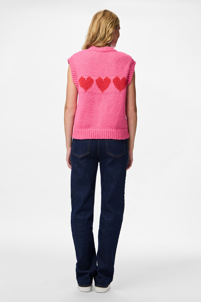 Jove Pink Heart Knitted Vest