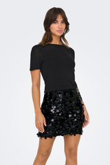 Jadel Black Sequins Short Skirt