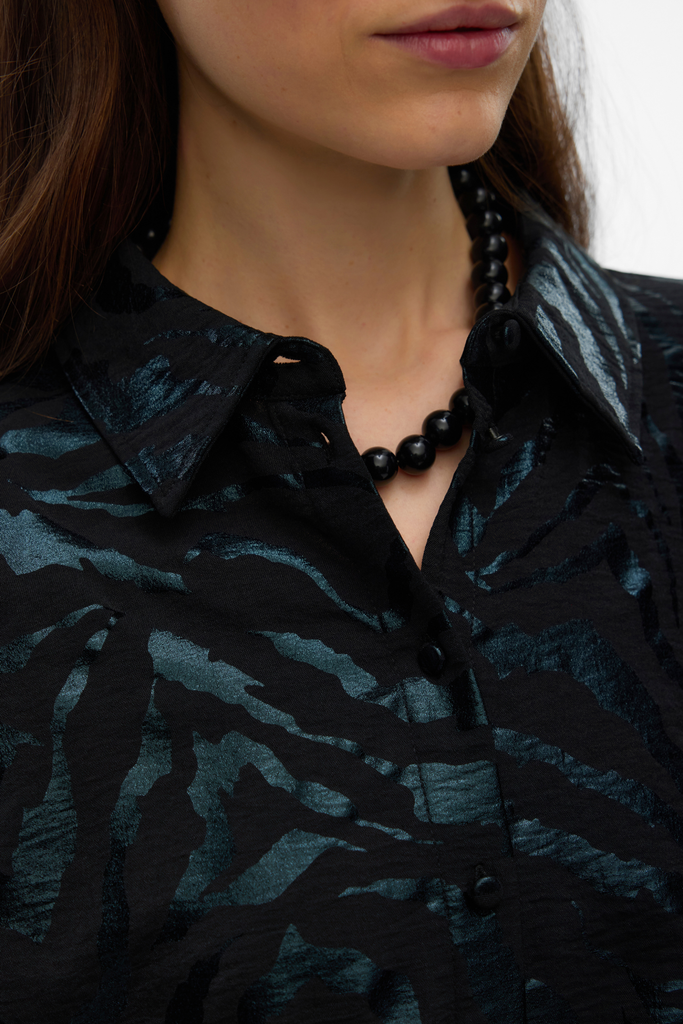 Carla Zebra Foil Black Shirt