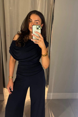 Maisie Navy Ruched Jumpsuit