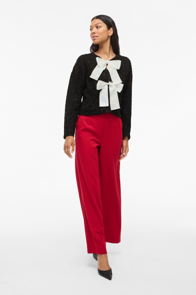 Otta Black Cardigan White Bow