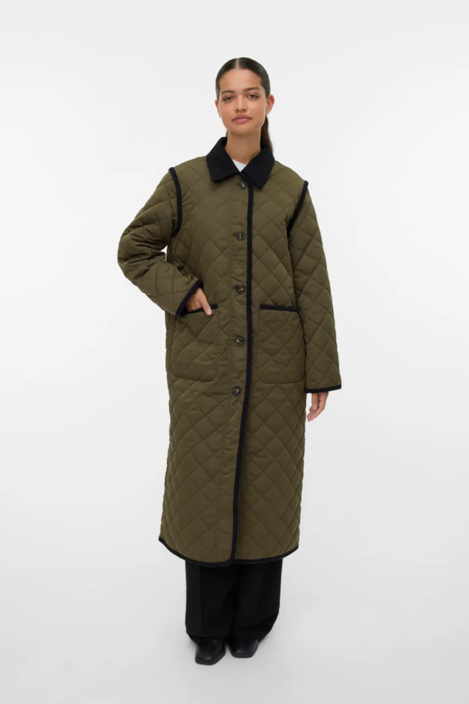 Emily Long Green Quilted Coat