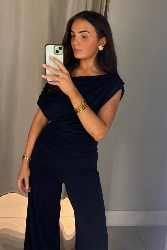 Maisie Navy Ruched Jumpsuit