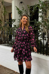 Millie V-Neck Pink Floral Short Dress