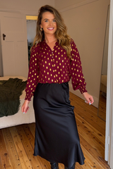 Bella Gold Foil Burgundy Top