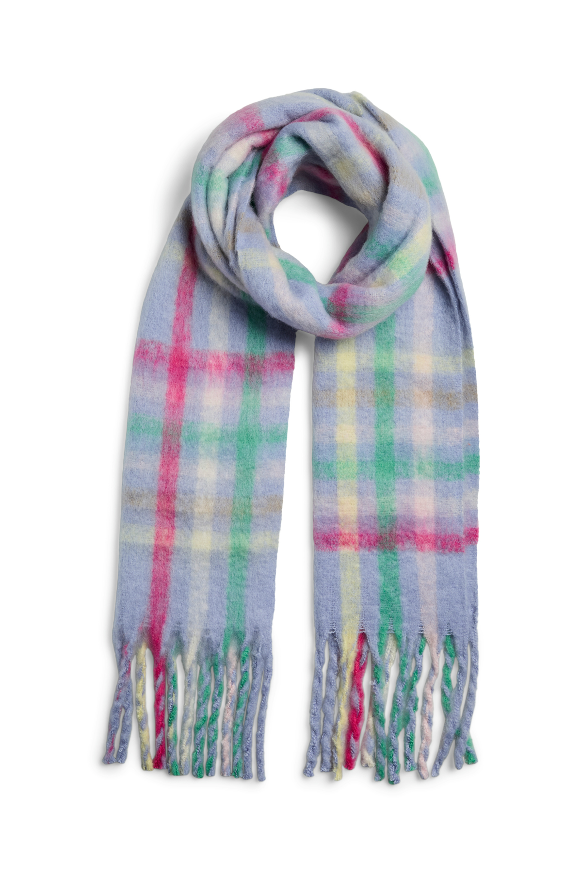 Jill Lavender Check Printed Long Scarf