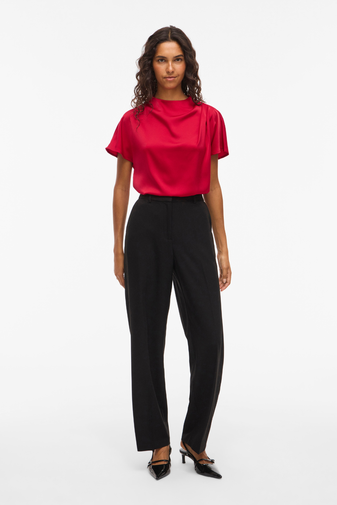 Elmina Funnel Neck Red Top