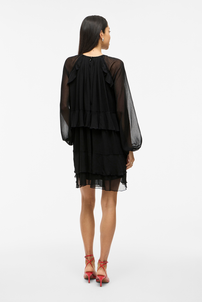 Hela Black Ruffle Short Dress