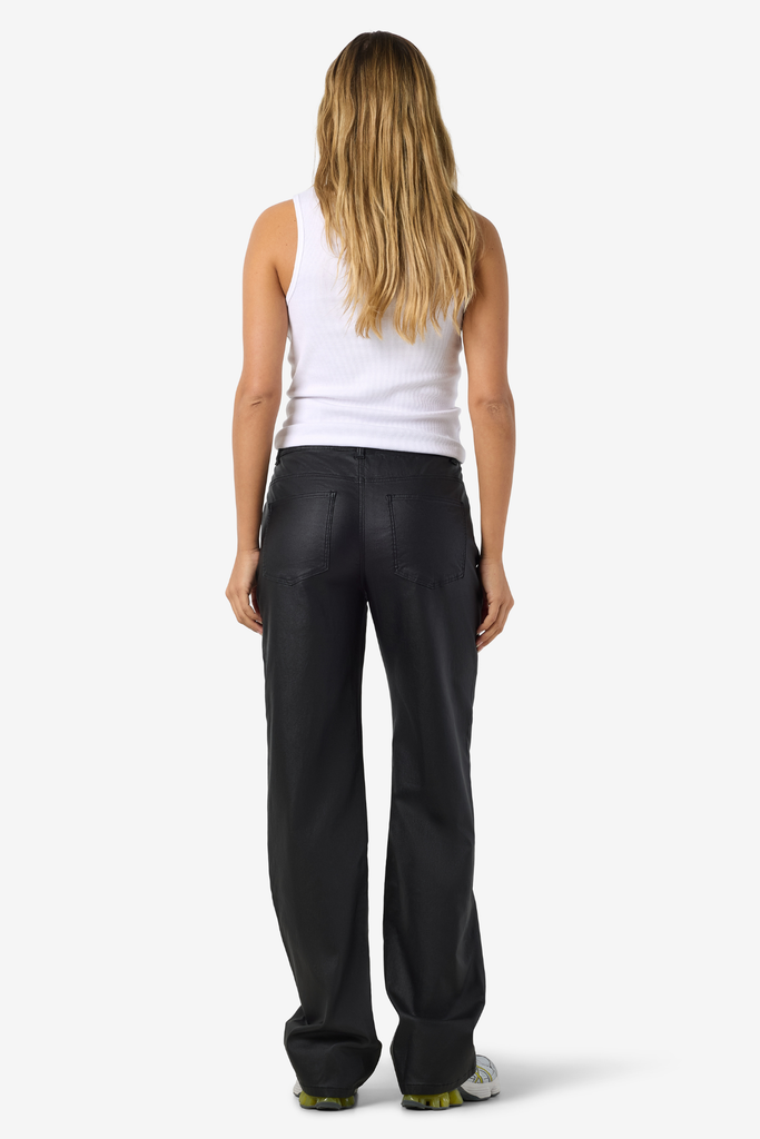 Yolanda Black Straight Leg Coated Jeans