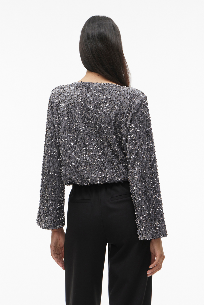 Faith Silver Sequins Boat Neck Top