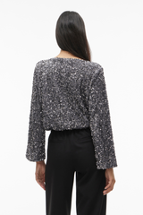 Faith Silver Sequins Boat Neck Top