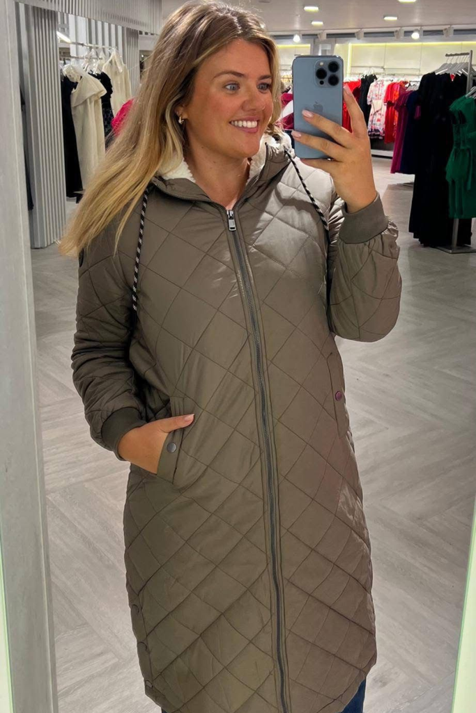 New Sandy Walnut Quilted Coat