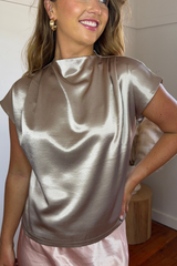 Rachel Funnel Neck Champagne Top