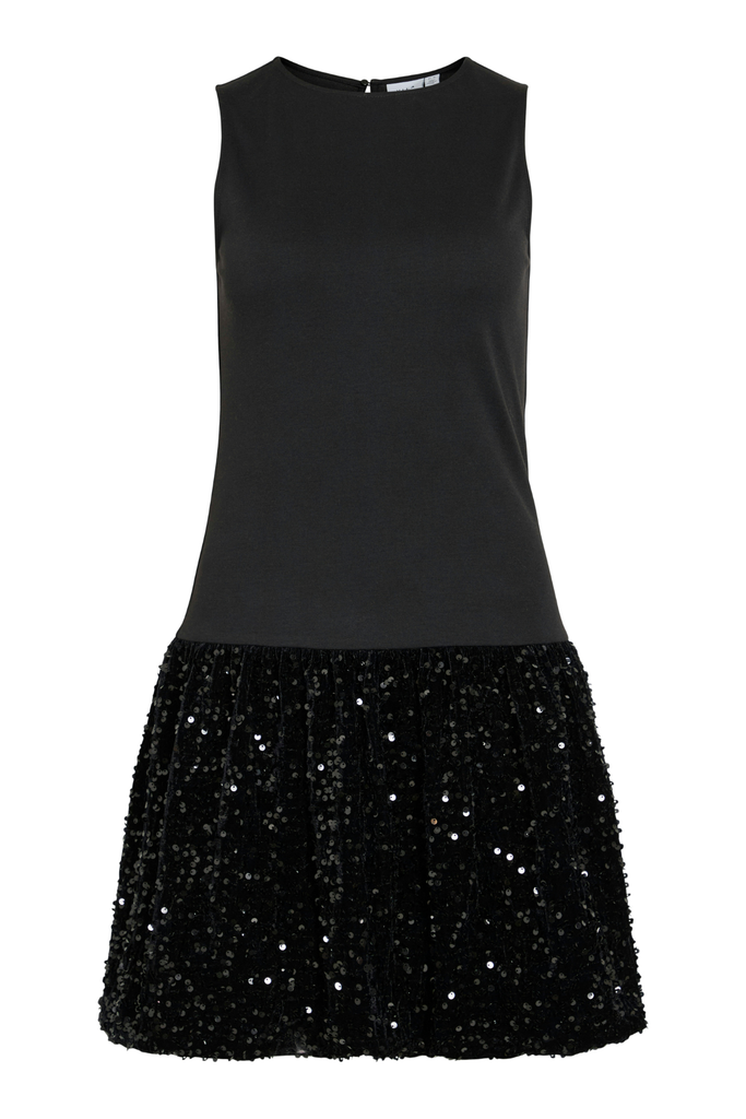 Believe Black Mini Sequins Dress