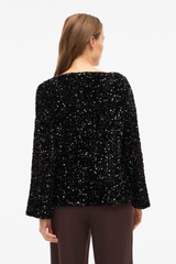 Faith Black Sequins Boat Neck Top