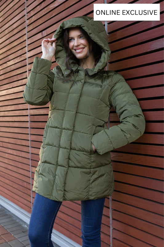 Lina Green Puffer Hooded Coat