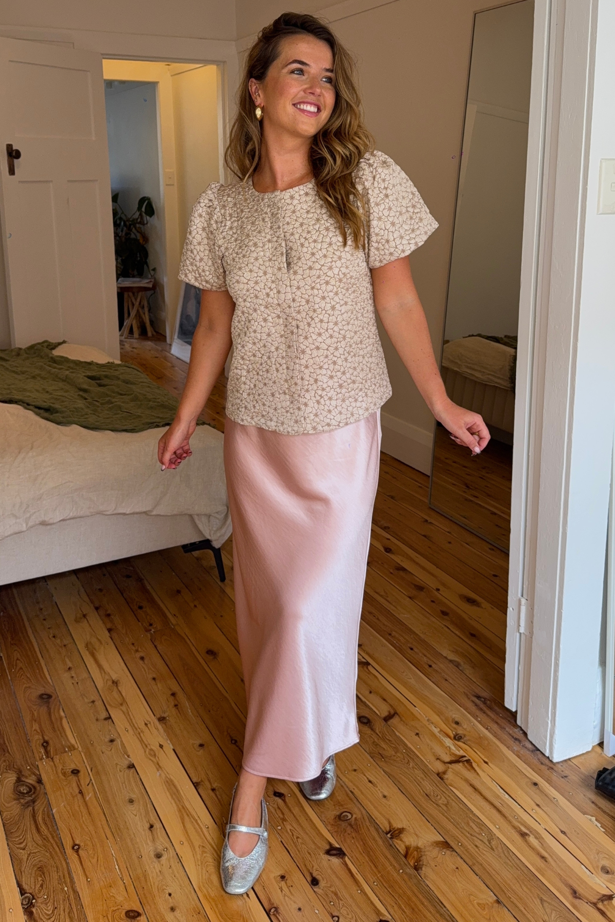 Melisa Pink Satin Skirt