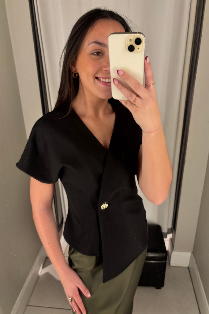 Eilis Black Gold Button Waistcoat