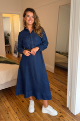 Kennedy Dark Blue Belted Denim Dress