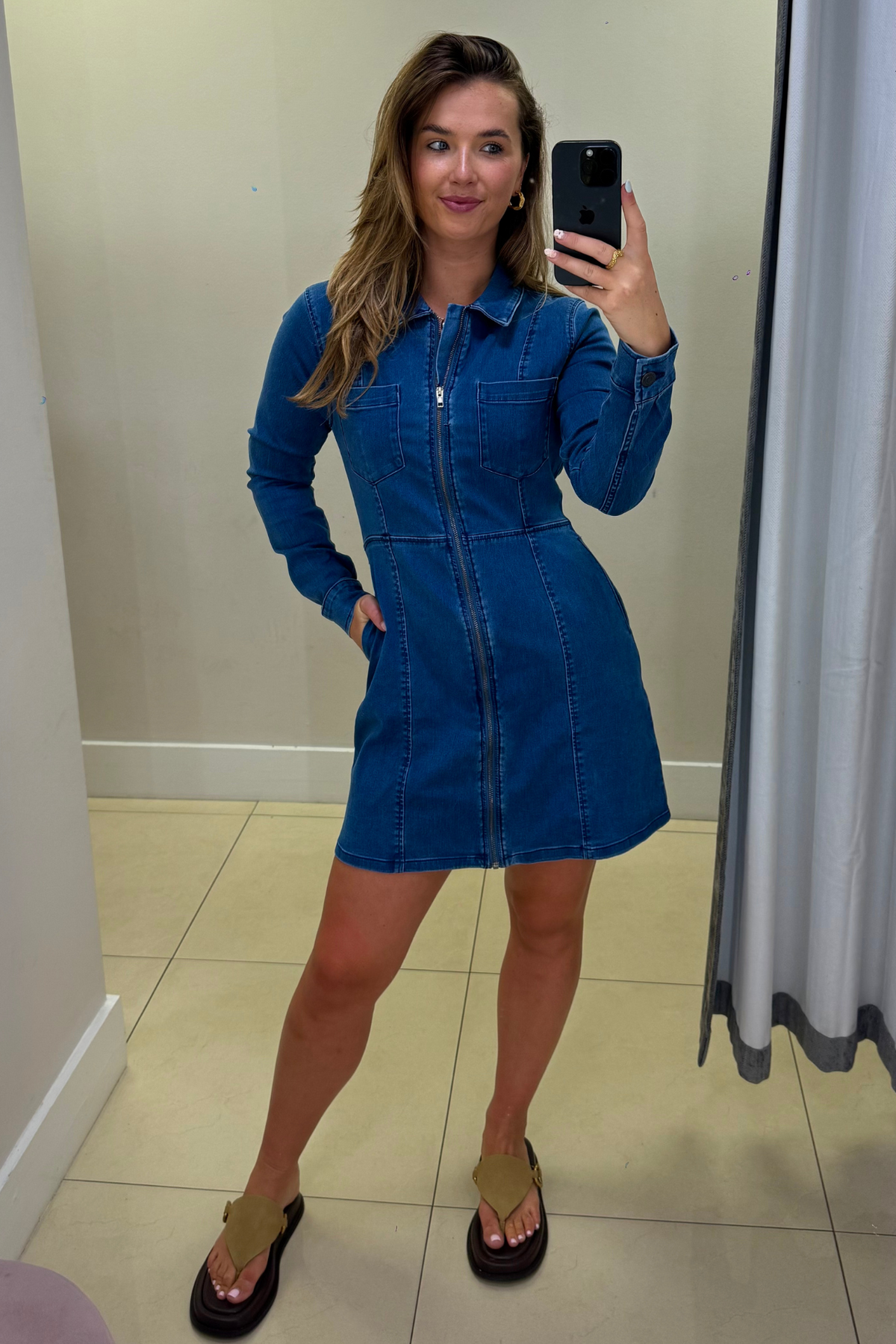 Nise Blue Denim Zip Dress