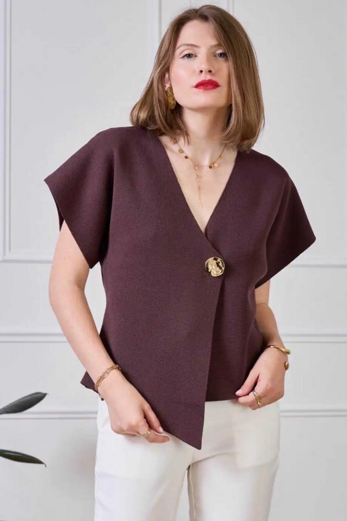 Nina Button Brown Vest