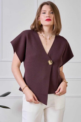 Nina Brown Button Vest